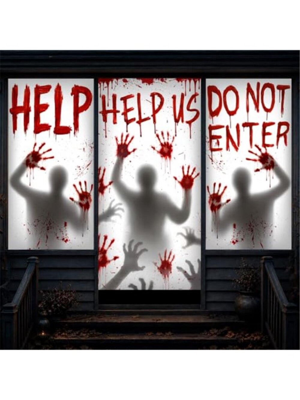 Halloween Decorations Door Cover Halloween Window Decorations 6Pcs Scary Window